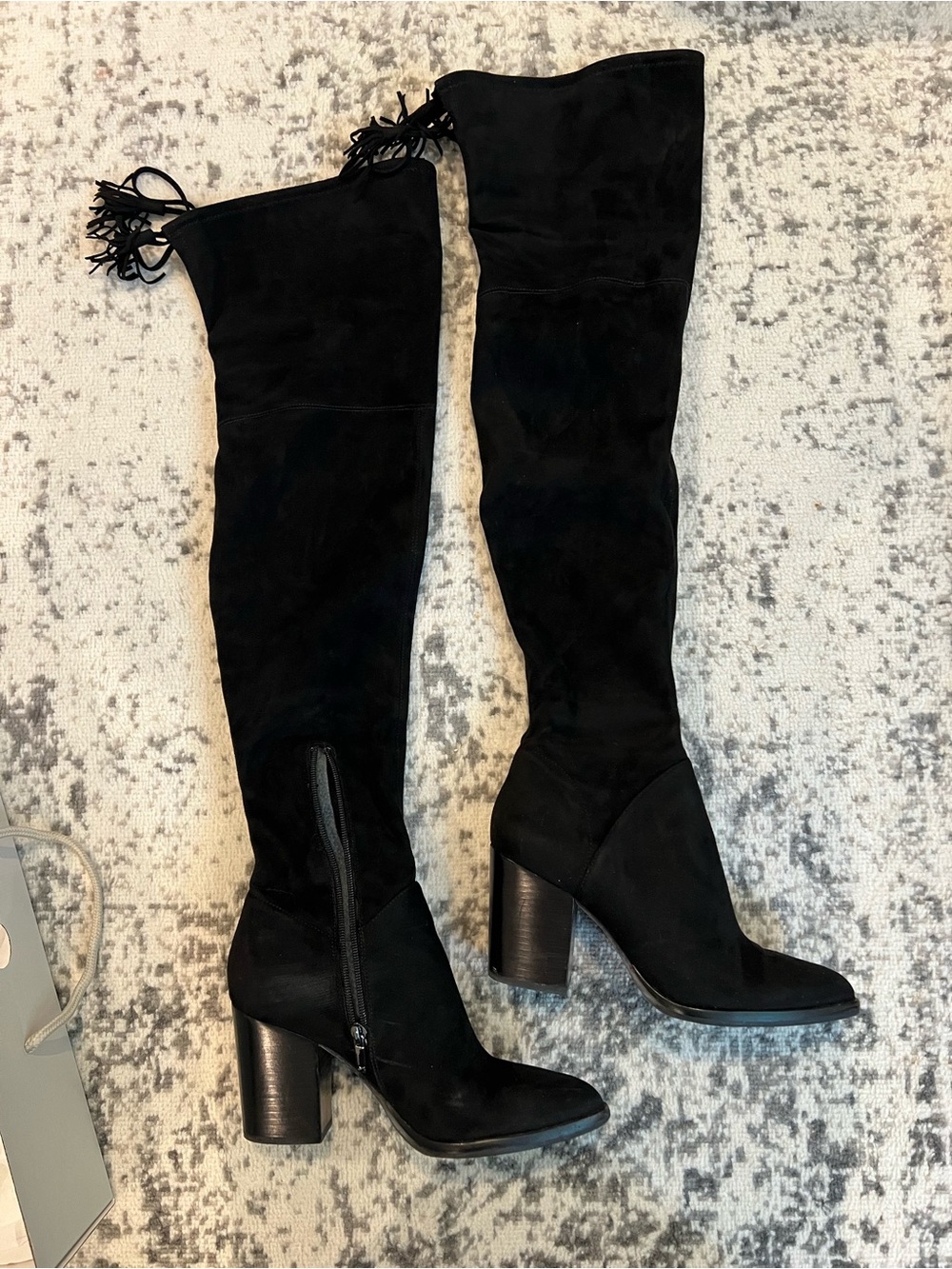 Marc Fisher Black Suede Over-the-Knee Block Heel Boots